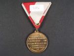 Pamětní veteránská medaile na památku 25. letého trvání spolku voj. vysloužilců v Žabovřeskách 1908, novodobá stuha
