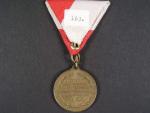 Pamětní veteránská medaile na svěcení praporu voj. vysloužilců v Lískovci u Brna 1899, novodobá stuha