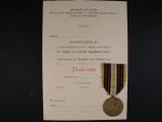 Pamětní medaile 2. střeleckého pluku Jiřího z Poděbrad + dekret