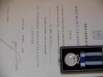 Československá vojenská medaile Za zásluhy, stříbrná, etue + dekret