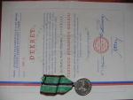 Stříbrná medaile IV. pluku Stráže svobody  + dekret
