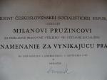 Vyznamenání - Za vynikající práci - II. vydání po r. 1960 ČSSR  dekret + etue