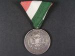 Medaile za 15 let služby u hasičského sboru, Uhersko 1884, na hraně punc Ag, nová stuha