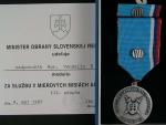 Medaile za službu v mírových misích III. st. + průkaz