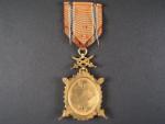 Diplomový odznak krále Karla IV. - důstoj. stupeň - 1.třída s mečíkovým závěsem, I.vydání 1934 - 1938