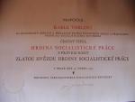 Vzácný dekret k Zlaté hvězdě hrdiny socialistické práce ČSSR s podpisem generála Svobody