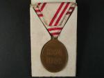 Bronzová čestná medaile Za zásluhy o Červený Kříž na původní stuze + etue, poškozená