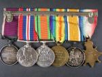 Spojka vyznamenání, Hvězda 1914-15 na jméno S.SJT.A.F.PULMAN. R.A., Válečná med. I.sv., Spojenecká medaile, Medaile obrany, Válečná medaile, Medaile za dlouhodobou a vzornou službu