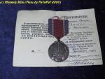 Medaile za osvobození Koreji, knížka o udělení 1949