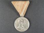 Medaile za statečnost I. třídy, Ag,na hraně značeno A, původní vojenská stuha, vydání 1914 - 1917
