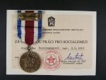 Medaile - Za obetavou praci pro socialismus, knizka + etue