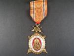 Diplomový odznak krále Karla IV. - důstoj. stupeň - 1.třída s mečíkovým závěsem,vydání 1937-1938