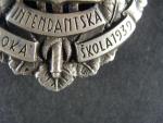 Odznak pro absolventy vojenské intendanské školy 1939, puncované Ag, výrobce Karnet Kyselý, nová jehla, opravovaný smalt pod lvíčkem