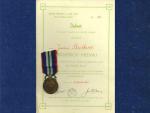 Pamětní medaile 10. střeleckého pluku Jana Sladkého Koziny + dekret