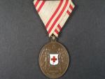 Bronzová čestná medaile za zásluhy o červený kříž, původní stuha, poškozený bílý smalt