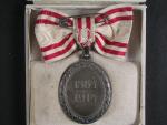 Stříbrná čestná medaile za zásluhy o červený kříž s válečnou dekorací na dámské stuze + etue