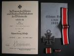 Železný kříž II. stupně 1939 + dekret + udělovací sáček