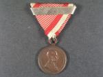 Bronzová medaile za statečnost, původní vojenská stuha s páskou za 2x udělení, vydání 1914 - 1917