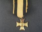 Vojenský služební kříž I.tř. za 8 let služby, vydání z let 1849 - 1867, ozdobný závěs, původní stuha