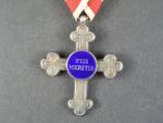 Záslužný kříž pro vojenské duchovní II.stupeň, postříbřený bronz, původní stuha