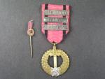 Pamětní medaile čs. armády v zahraničí se štítkem STŘEDNÍ VÝCHOD, FRANCIE,  VELKÁ BRITÁNIE, značka výrobce Z + miniatura a  etue