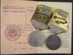 Medaile za bojové zásluhy č.2618288, druhá nečíslovaná + udělovací knížka na obě medaile