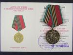 Medaile na 40 let od vítězství ve velké vlastenecké válce pro účastníky války + udělovací knížka