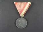 Bronzová medaile za statečnost, náhradní kov, původní vojenská stuha, vydání 1914 - 1917