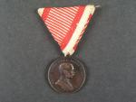 Bronzová medaile za statečnost, původní vojenská stuha, vydání 1914 - 1917