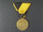 Čestná medaile Za mnoholeté členství v domobraneckých sborech, 1908 I. tř. za 40 let, nepůvodní stará stuha
