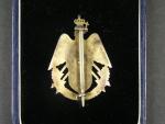 Plukovní odznak 1. spojovacího pluku, (1. Transmissions Regiment) punc Ag 900, zn. SILBER, originální etue, vzácné 