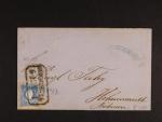 firemní skl. dopis z r. 1861 frank. zn. Fe. č. 15 II s rámečkovým raz. OEDENBURG + modré řádkové raz. Franco přez známku, zajímavé, vzácné