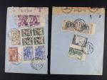 Dva firemní let. dopisy do Rakouska z r. 1941 - 2, pestrá frankatura, cenzurní pásky, razítka