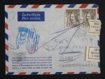 let. dopis do Jižní Ameriky z května 1948, vráceno zpět s přelepkami ÚŘEDNĚ OTEVŘENO + prezenční raz. POŠTOVNÍ ÚLOŽNA V BRNĚ, velmi zajimavé