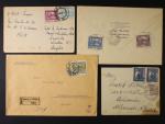 sestava 4 ks dopisů z let 1919 - 20 (2x RECO) do Holandska, Německa, Anglie a USA, zajímavé frankatury