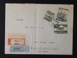 R-let. dopis do USA z r. 1938 frank. mj. zn. L č. 7 a  9, průch. a přích. raz.