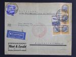 letecký dopis do Paraguae vyfrankovaný zn. Mi. č. 495, 522 a 606, podací razítko Gros Steinheim 26.5.36