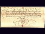 skládaný císařský dopis z císařské kanceláře z r. 1658 s císařskou pečetí, podpis kancléře, výborný stav, dekorativní