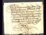 šlechtický skládaný dop. malého formátu z r. 1656 se zdvořilostní adresou do Potštejna, dekorativní