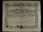 Ofen, výuční list z roku 1816 s vedutou, dekorativní