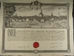 Ketskemét Városa, výuční list z roku 1838 s vedutou