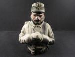 Porcelánová bysta RU vojáka sloužící jako pokladnička, období I. sv války
