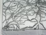 Útěková mapa RAF z roku 1941, černobílá mapa pro letce RAF na hedvábí
