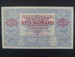 100 Kč 1919 reprint ČNB 2019, papír s vodoznakem, STC Praha, použito pro čestnou vstupenku na výstavu 100.let měny