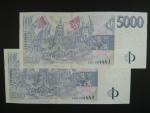 5000 Kč 2009 s. C - dvojice bankovek se stejným číslem, ale jinou sérií