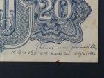 20 K 1944 série EO, číslovač 6b, s přípisem ink. perem na rubové straně 