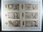 Pamětní tisk STC ke 100.výročí měny s nerealizovanými návrhy na 10, 20, 50, 100, 500 a 1000 Kčs z 80-tých let od Albína Brunovskéno, papír s vodoznakem, číslované s hvězdičkou