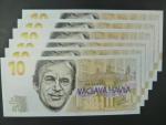 Pamětní tisk ve formě bankovky na počest prezidenta Václava Havla, série A, B, C, D, E, V 01 000099, sada 6 kusů, dárkový obal