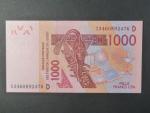 ZÁPADNÍ AFRIKA, MALI, 1000 Francs 2013 D, BNP. B121Dm
