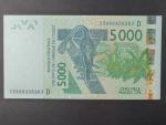 ZÁPADNÍ AFRIKA, MALI, 5000 Francs 2012 D, BNP. B123Dl